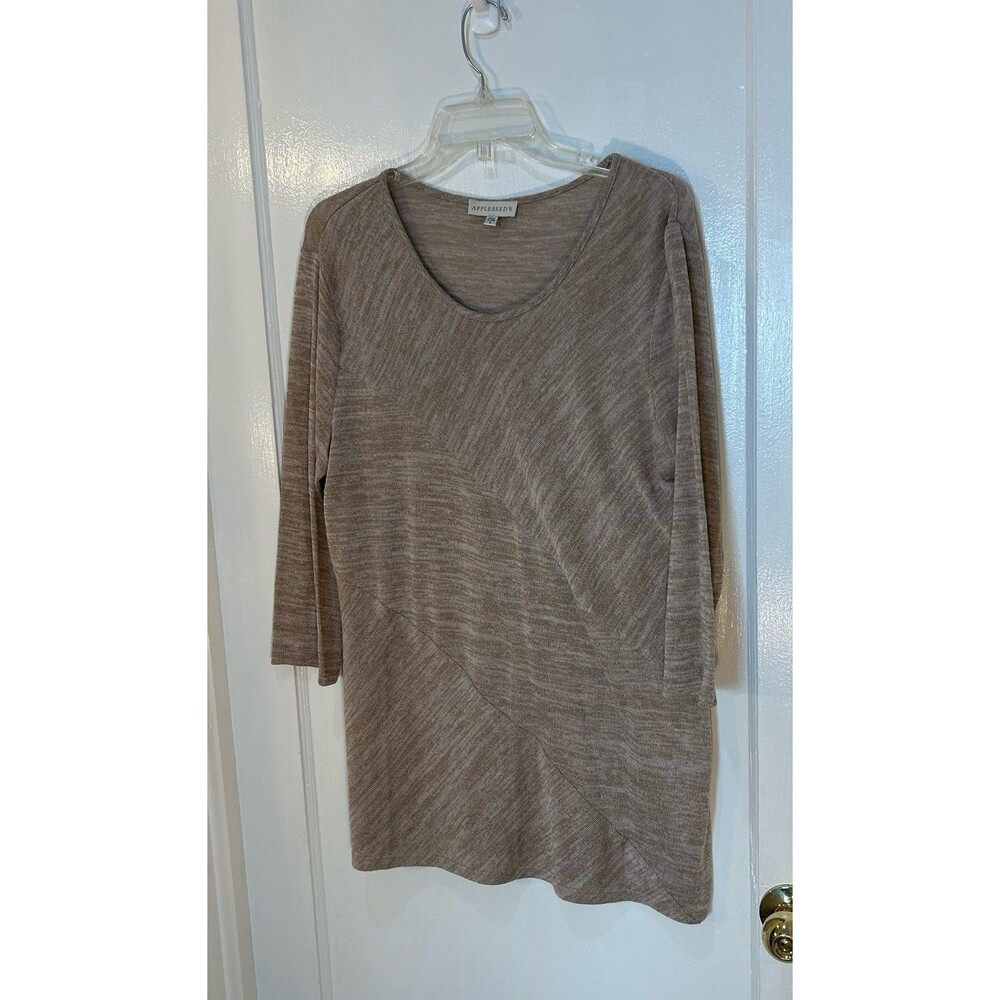 Appleseed's Womens  L 3/4 Length Sleeve Sweater Neut Beige Pullover Gently Worn
